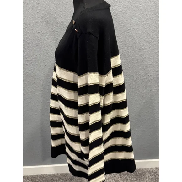 Lane Bryant Black and Gold Striped Sweater with Button Detail, Size 26/28 - Picture 6 of 7